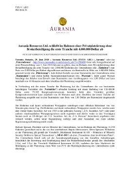 Aurania - Press Release - Closing PP - June 29 2018 final_DE.pdf