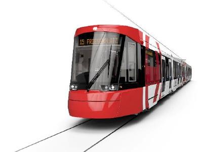So könnten die neuen Niederflur-straßenbahnen für die Kölner Verkehrs-Betriebe in Zukunft aussehen (Copyright: Alstom Design & Styling)