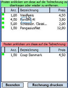 Rechnung Splitten auf dem mobilen Kassensystem