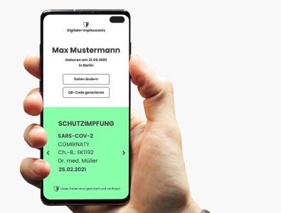 Beispiel einer mobilen Oberfläche für einen digitalen Impfausweis.
