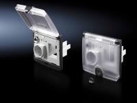 Die Rittal Schnittstellenklappe mit Ausbruch für FI-Schutzschalter