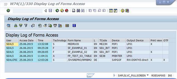 Screenshot der SAP-Formular-Analyse