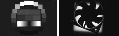 Testbilder mit dem IMX174LLJ: Noise Chart und Shutter Effizienz