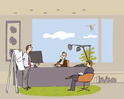 Illustration aus dem Booklet ‚Mein Papa arbeitet in der IT- und Telekommunikationsbranche’ von Aastra.