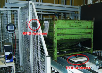 LVS-Aufgabestation mit RFID-Antennen und Reader