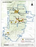 Abbildung 1: Karte des Bezirks Jerritt Canyon - Bereiche mit bedeutenden Goldbohrabschnitten sind hervorgehoben