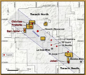 Abbildung 1. Karte der Konzessionen der Tarachi Gold Corp