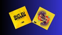 Cover des Podcast sowie BBanner mit zwei quadratischen Podcast-Covern der Gesellschaft für Arbeitsmethodik e. V. Links: gelbes Cover mit schwarzer Schrift „Gut zu wissen – Podcast“. Rechts: gelbes Cover mit futuristischem Netzwerk-Design in Rot, Blau und Violett und dem Titel „KI & SEO Insight“. Podcasts der GfA e. V. zu Online-Marketing, KI und SEO.anner der neuen Episoden
