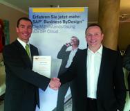 Caption: Pascal Nass (right, Head of Global Channel Development – Cloud Solutions at SAP AG) congratulates Marius Wiesner (Sales Manager SAP Business ByDesign, arvato Systems) on the award. Caption: Pascal Nass (right, Head of Global Channel Development – Cloud Solutions at SAP AG) congratulates Marius Wiesner (Sales Manager SAP Business ByDesign, arvato Systems) on the award.