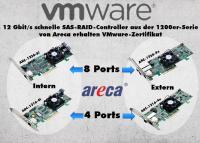 Die Controller-Karten gibt es wahlweise mit vier oder acht Ports. Zudem kann der Kunde zwischen internen oder nach außen geführten SAS-Ports wählen.