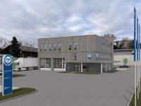 Visualisierung des neuen TÜV SÜD Service-Centers Am Mühlkanal 4a in Pforzheim