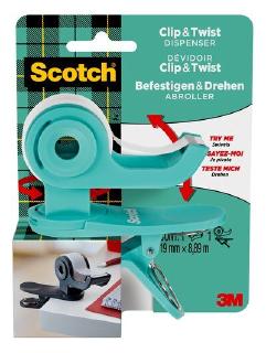 Der neue 3M Scotch Clip & Twist Klebebandabroller auch in der Trendfarbe Türkis erhältlich / Foto: 3M