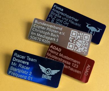 BVCP-Plaketten mit QR-Code, Label, Logo oder Bild-Icon