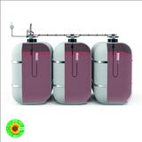 The new AFRISO level sensor chain; picture shows version for three battery tanks with level sensor, float switches and floating withdrawal. The level sensor chain is available for retrofitting of existing systems and for new systems of virtually all renowned manufacturers