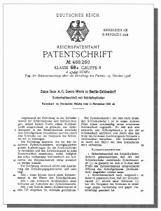 Patentschrift "Sicherheitsschloß mit Schließzylinder" des Zeiss Ikon A.G. Goerz-Werks in Berlin-Zehlendorf. Die Patenterteilung erfolgte 1928. Foto: ASSA ABLOY Sicherheitstechnik GmbH