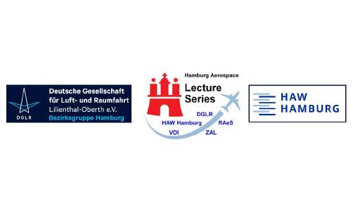 Logo zum Jubiläumsjahr 2020: DGLR Bezirksgruppe Hamburg, Hamburg Aerospace Lecture Series, HAW Hamburg.