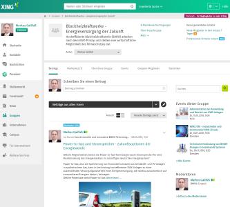XING-Gruppe über Blockheizkraftwerke (BHKW)