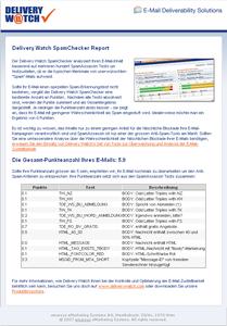 Delivery Watch SpamChecker Report (Beispielresultat)