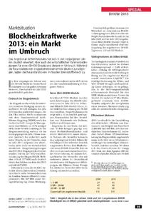 Blockheizkraftwerke (BHKW) 2013 - Fachbericht von Markus Gailfuß zum BHKW-Markt (Bild: euroheat&power)