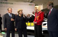 Federal Chancellor Dr. Angela Merkel speaking to Dr. Juergen M. Geissinger (left), Maria-Elisabeth Schaeffler and Georg F. W. Schaeffler