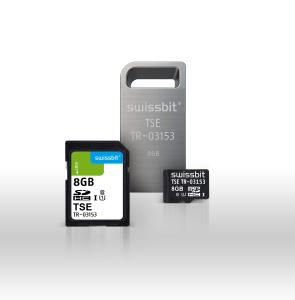 Technische Sicherheitseinrichtungen (TSE) zur manipulationssicheren Aufzeichnung von Kassendaten. Der Anschluss erfolgt über die USB-, SD- oder microSD-Schnittstelle. Die TSE ist als Einzelgerätlösung und als LAN-Lösung erhältlich / Bildquelle: Swissbit