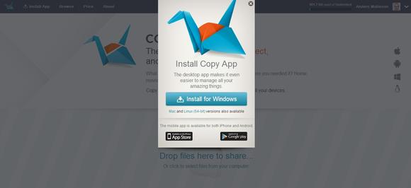 Copy App-Download-Menü