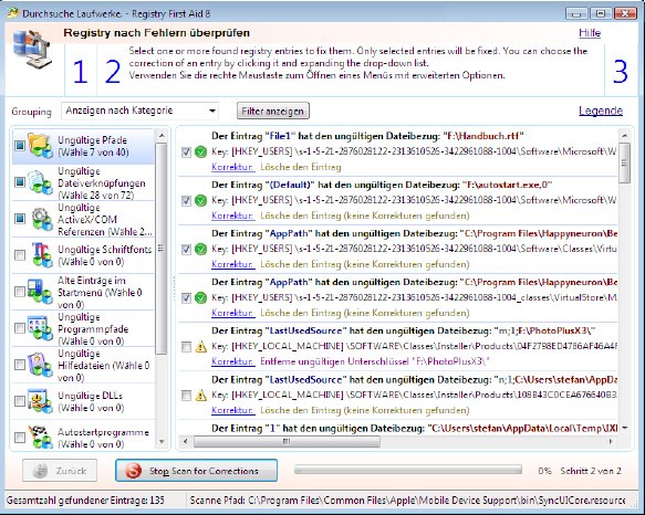 Registry First Aid 8 - Registry auf Fehler prüfen - Scan.jpg
