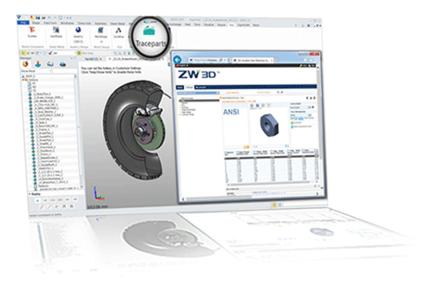 The CAD content on the TracePartsOnline.net platform can now be directly accessed from ZW3D