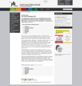Erste Seite des Fachartikels "Records Management" auf jdk.de