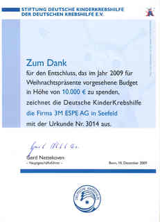3M ESPE - Spende für krebskranke Kinder anstatt Weihnachts-geschenke., Foto: 3M