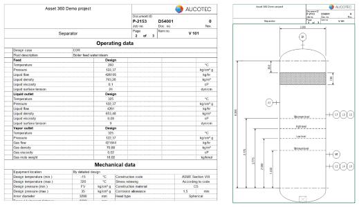 The new data sheets automatically merge all information about an asset, including accessories and sub-systems. (Picture (combines 2 sheet sections): AUCOTEC AG)