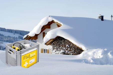 Wenn der Schnee schmilzt und das Wasser kommt, sorgt die Flutbox für Sicherheit im Untergeschoss, Bild: Fotolia # 20477209, Z Fotografie