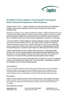 WorldReach Employs Cognitec's Face Recognition Technology to Enable ID Document Application.pdf