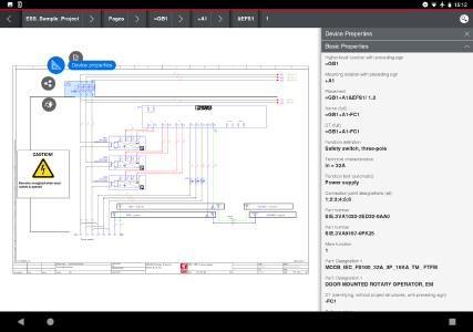 Satellite Menüs in Eplan View Mobile machen die Bedienung der neuen App noch einfacher / Quelle: Eplan Software & Service GmbH & Co. KG