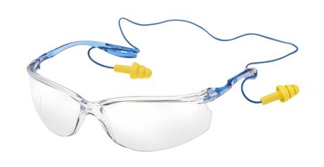 Augen- und Gehörschutz in einem: mit der 3M Tora CCS Schutzbrille. Bild: 3M