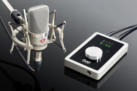 The Neumann TLM 102 and Apogee Duet bundle is an ideal choice for any home recordist looking for a versatile large-diaphragm microphone combined with the most popular portable audio interface for Mac or iPad
