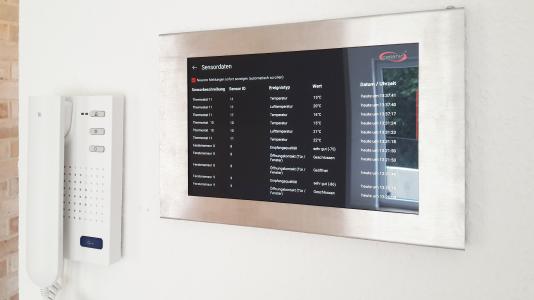 Tabletansicht mit Sensordaten