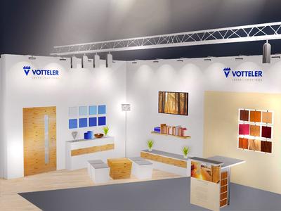 Die exklusive Wohnwelt, in der Votteler neue lösemittel- und wasserbasierte Lacke sowie andere Beschichtungsmaterialien präsentiert, macht optische, haptische und qualitative Merkmale der Lösungen erstmals direkt erlebbar und vergleichbar.