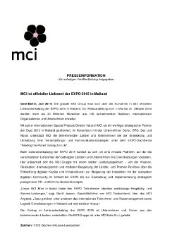 Presseinformation_MCI offizieller Lieferant der EXPO 2015.pdf