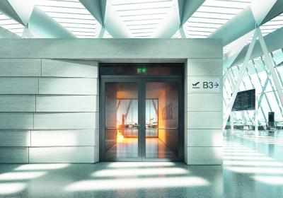 Schüco FireStop ADS 90 FR 90 vereint Design, Effizienz und Flexibilität in einem Brandschutzsystem mit 90 Minuten Feuerwiderstand / Bildnachweis: Schüco International KG