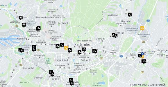 Baustellenplanung mit routingfähigen Straßendaten von HERE Technologies / beispielhafte Darstellung