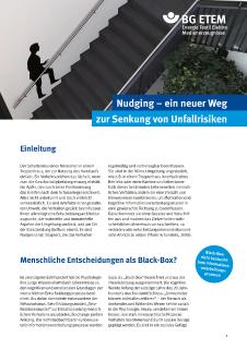 Die BG ETEM bietet ein kostenloses Whitepaper zum Thema ’Nudging im Arbeitsschutz‘ an. Die Verwendung des Bildes ist nur in Verbindung mit der Pressemitteilung und nicht zu anderen Zwecken gestattet