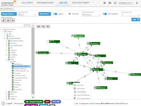 Database Mapper bietet eine visuelle Anzeige der Datenabfolge für die Auswirkungsanalyse.png