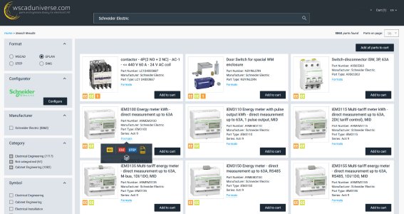 E-CAD-Anwender können in wscaduniverse.com rund 30.000 Produktdaten des Elektronikkonzerns Schneider Electric in den Formaten WSCAD, EDZ und DWG abrufen