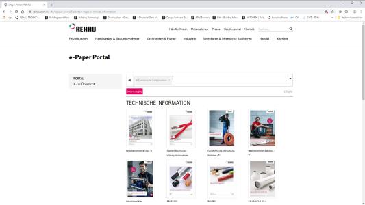 Das neue e-Paper Portal ermöglicht einen noch leichteren Zugriff auf alle relevanten Produktinformationen wie Technische Informationen, Kataloge, Preislisten, Prospekte oder Anleitungsvideos im Bereich Building Solutions / Bildrechte: REHAU