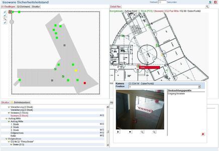 Abb.: tisoware.ZUTRITTvisual Sicherheitsleitstand mit Videoüberwachung