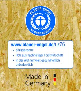 Der Blaue Engel für SWISS KRONO OSB/3 EN300, OSB/4 BAZ und OSB/F**** aus Heiligengrabe/Brandenburg