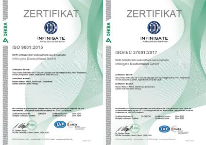 Infinigate ISO Zertifikate 2020
