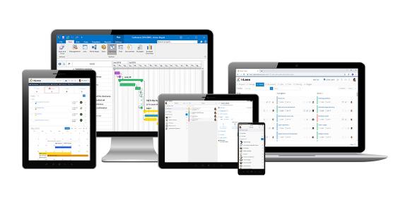 Abb. 1 Geräteübergreifendes Projektmanagement: InLoox für Outlook, InLoox Web App und Mobile App
