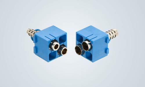 Han-Modular® pneumatic double module for the installation of powerful compressed air networks in industrial connectors